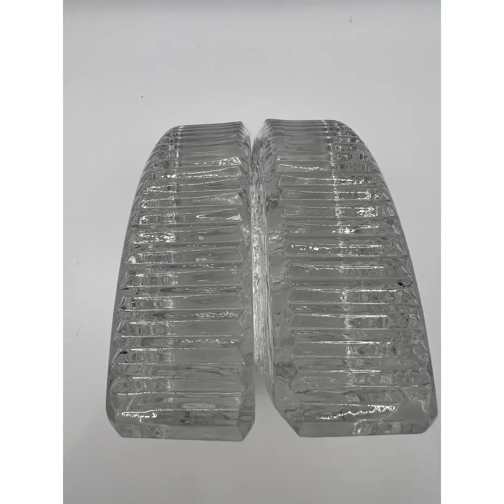 Vintage Waterford-inspired Quadrant-style heavy glass bookends – matching pair